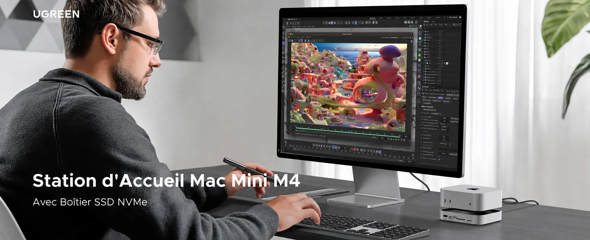 Station d'accueil UGREEN CM841 pour Mac Mini M4 et M4 Pro avec boîtier SSD NVMe