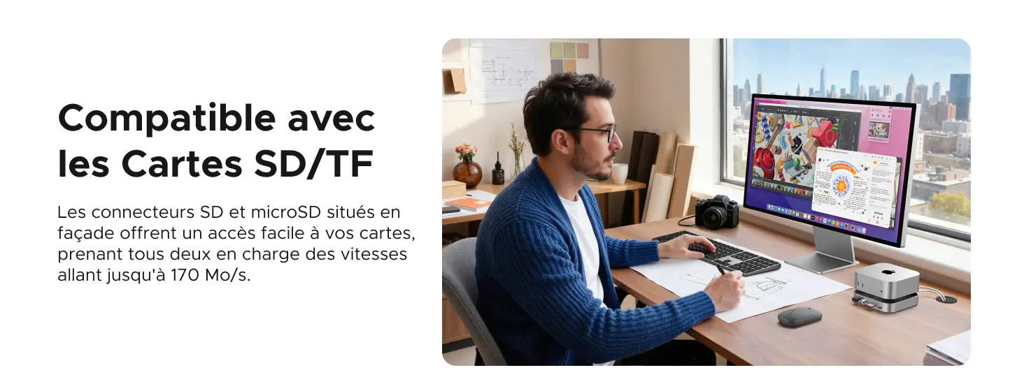 Lecteurs de cartes SD et microSD jusqu'à 170 Mo/s du dock UGREEN CM841