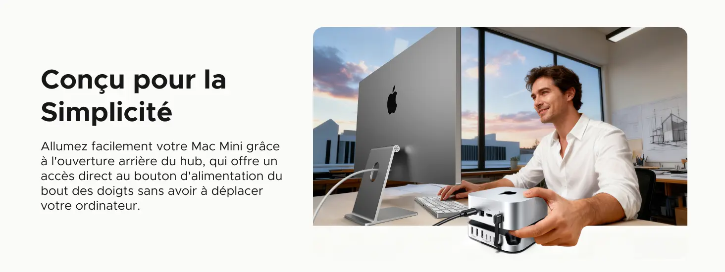 Accès facile au bouton d'alimentation du Mac Mini avec le dock UGREEN CM841