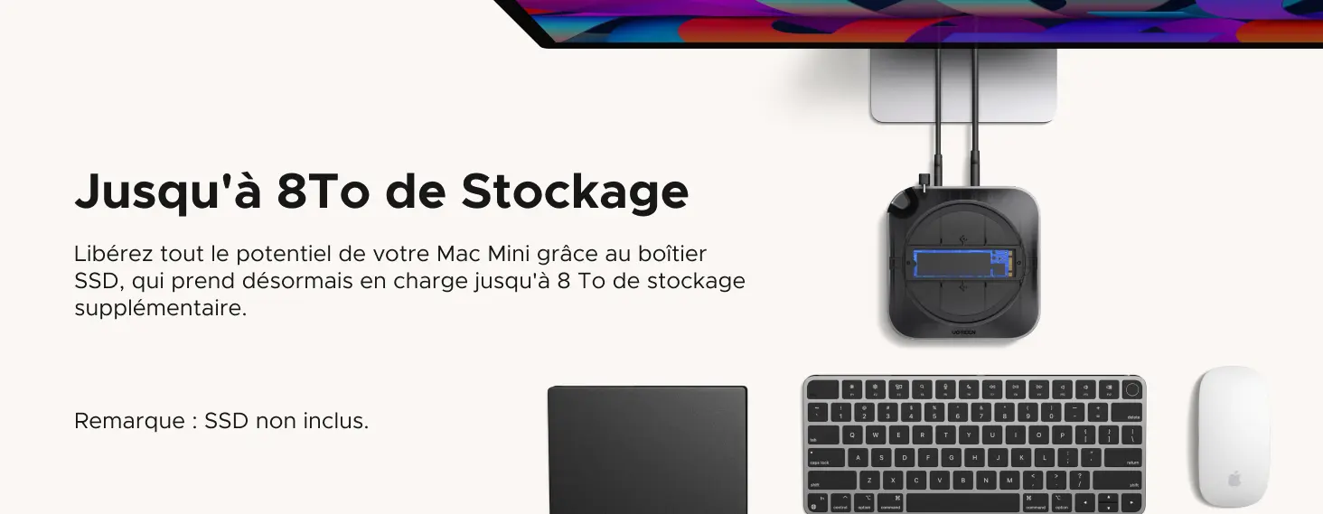 Extension de stockage SSD NVMe jusqu'à 8 To pour Mac Mini avec UGREEN CM841