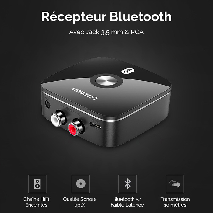 Récepteur Audio Bluetooth UGREEN Double Port Jack 3,5 & RCA