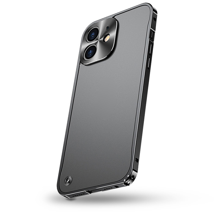 Coque Translucide avec Cadre & Cache Caméra en Métal pour iPhone 12 Mini