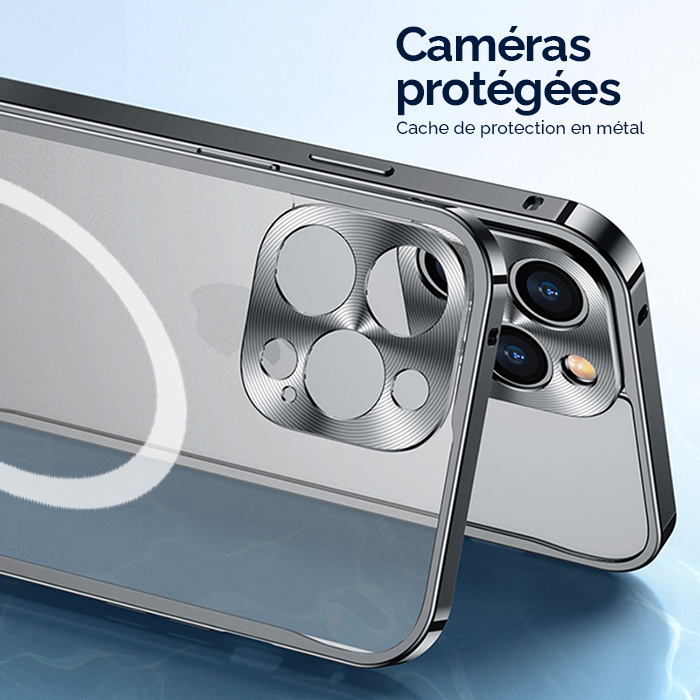Coque MagSafe Translucide avec Cadre & Cache Caméra en Métal pour iPhone 14 Pro
