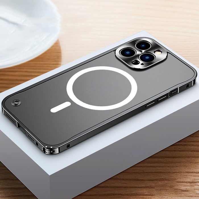 Coque MagSafe Translucide avec Cadre & Cache Caméra en Métal pour iPhone 14 Pro Max