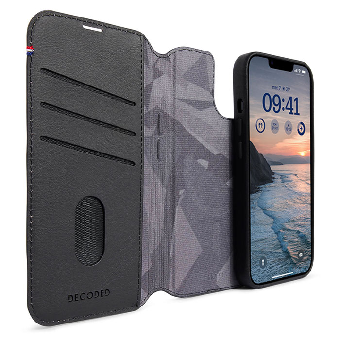 Étui Folio DECODED MagSafe Detachable Wallet en Cuir Aniline ECCO pour iPhone 14 Plus