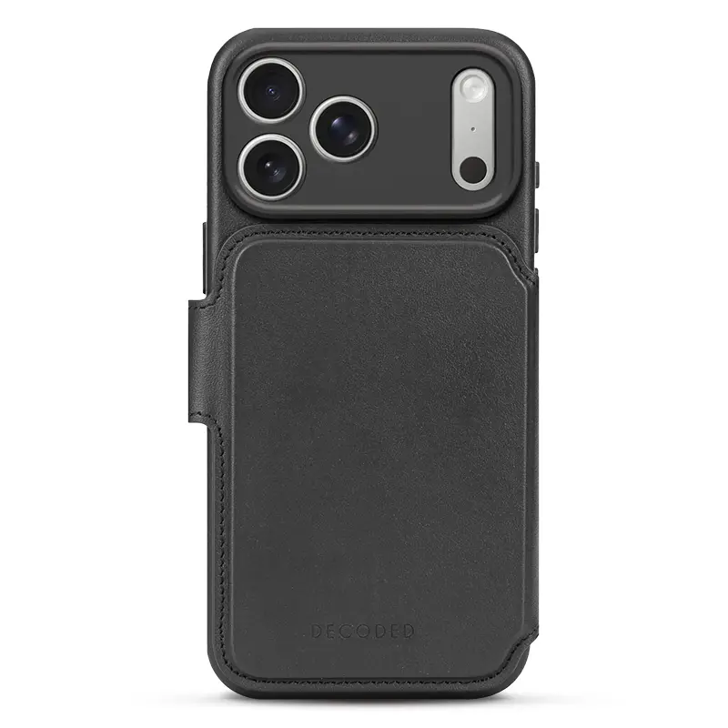 Étui Folio DECODED MagSafe Detachable Wallet pour iPhone 17 Pro - Modèle couleur Noir