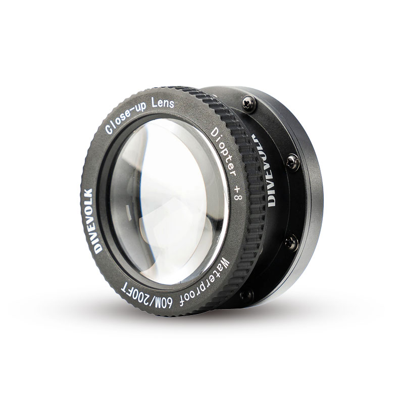 Objectif Macro +8 DIVEVOLK pour Caisson Étanche SeaTouch 4 Max / Max Plus / Max Platinum