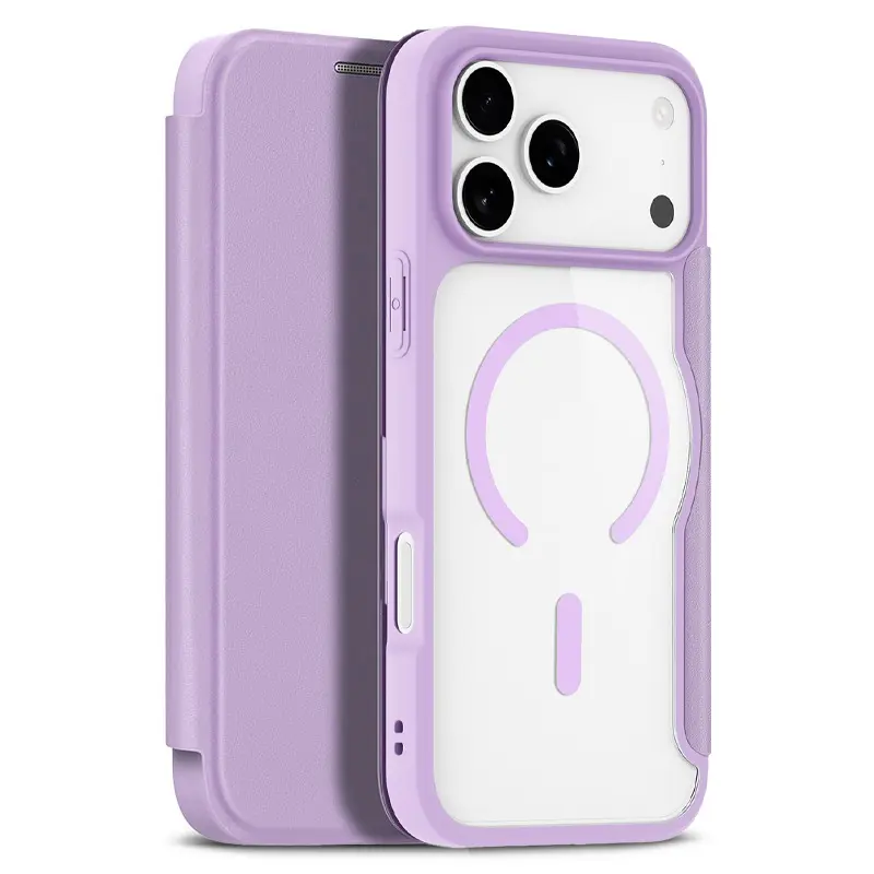 Étui Folio DUX DUCIS Skin X Pro Compatible MagSafe pour iPhone 17 Pro Max - Modèle Mauve