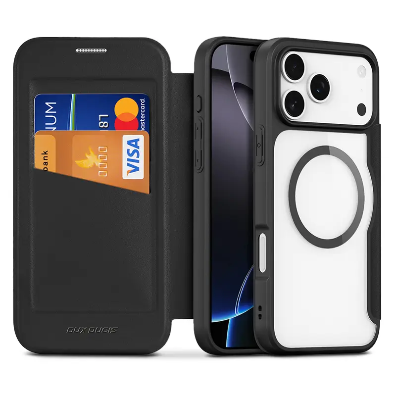 Étui Folio DUX DUCIS Skin X Pro Compatible MagSafe pour iPhone 17 Pro Max - Modèle Noir