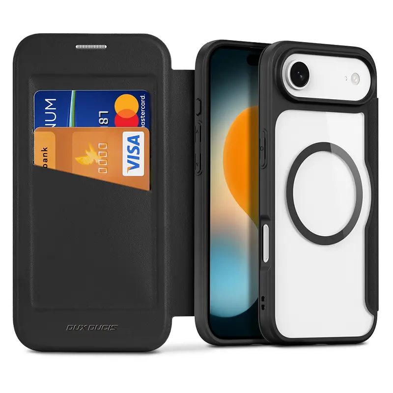 Étui Folio DUX DUCIS Skin X Pro Compatible MagSafe pour iPhone Air - Modèle Noir