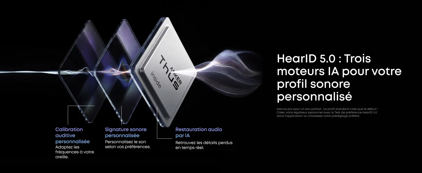Égaliseur personnalisé HearID 5.0 des soundcore Liberty 5 Pro Max avec son adapté à vos préférences