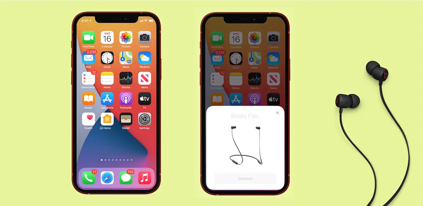 Connexion des écouteurs Beats Flex à un iPhone avec affichage du jumelage