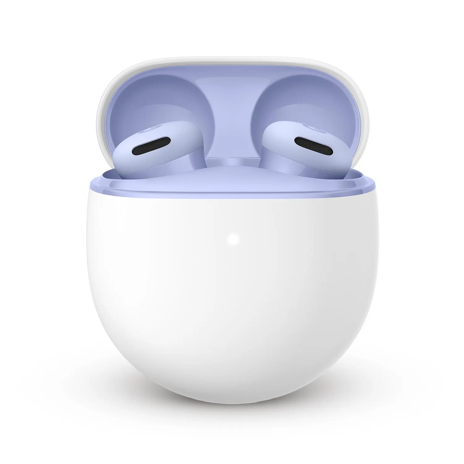 Écouteurs Google Pixel Buds 2a en coloris Mauve : présentation du design ergonomique ultra-léger et de la réduction active du bruit Silent Seal 1.5 pour bloquer les bruits extérieurs.