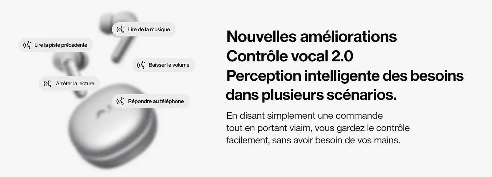 Améliorations du contrôle vocal 2.0 avec perception intelligente des commandes vocales dans plusieurs scénarios