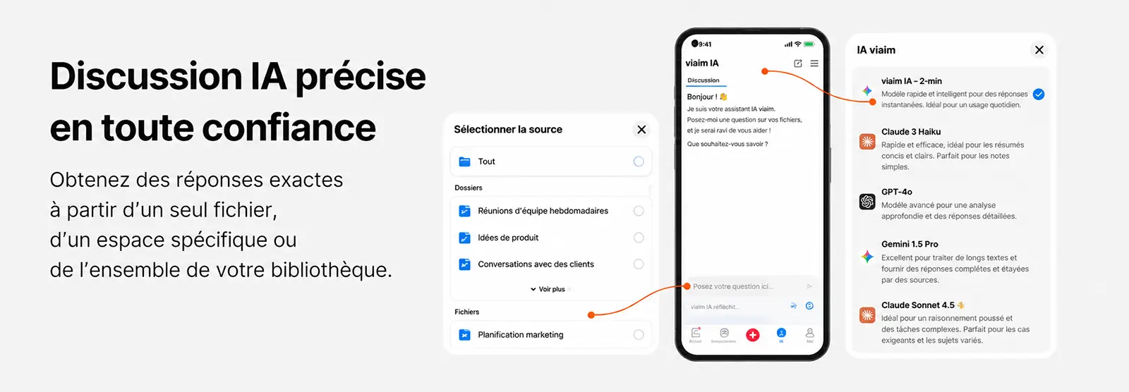 Discussion IA précise en toute confiance permettant d'obtenir des réponses exactes depuis vos fichiers et votre bibliothèque