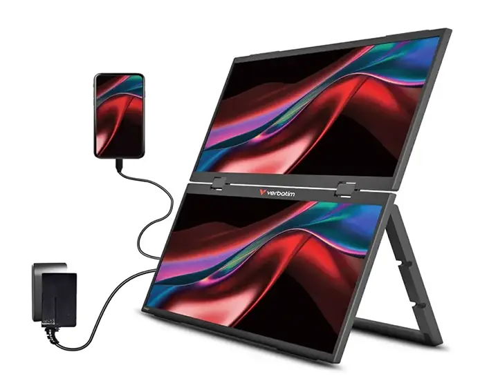 Moniteur à Double Écran VERBATIM Essentials 2 x 15,6'' FHD - Installation facile