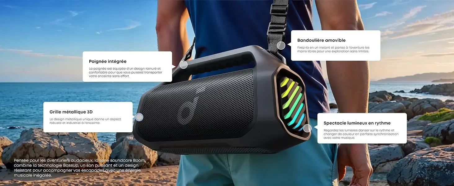 Détails de l'enceinte Bluetooth SoundCore Boom 2 Pro