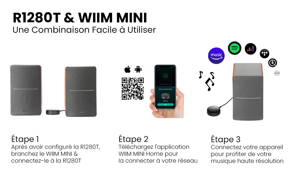 Enceintes EDIFIER R1280T Avec Diffuseur Wi-Fi Bluetooth WIIM MINI