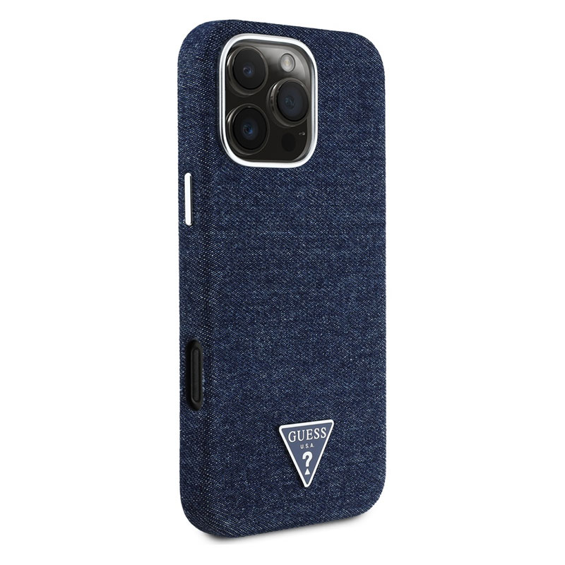 Coque MagSafe GUESS Denim Triangle Logo pour iPhone 16 Pro