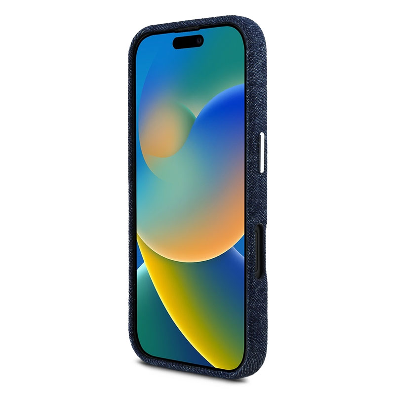 Coque MagSafe GUESS Denim Triangle Logo pour iPhone 16