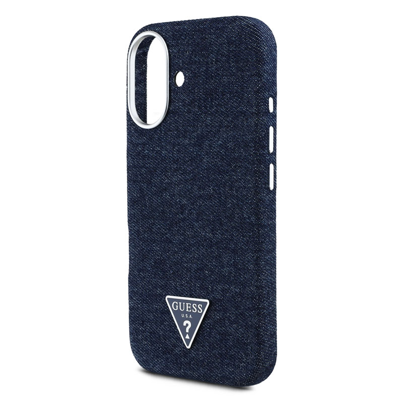 Coque MagSafe GUESS Denim Triangle Logo pour iPhone 16