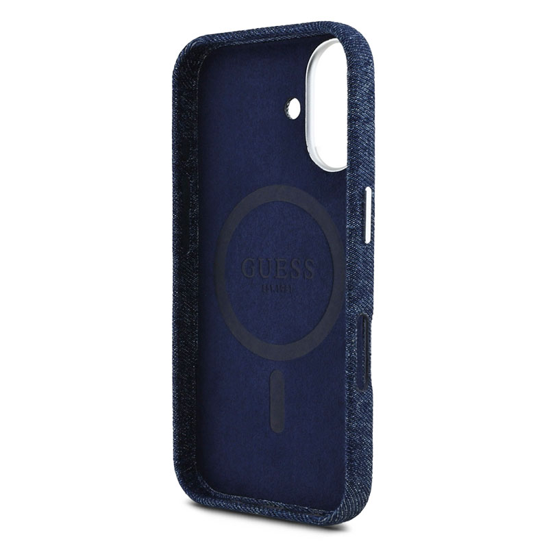 Coque MagSafe GUESS Denim Triangle Logo pour iPhone 16