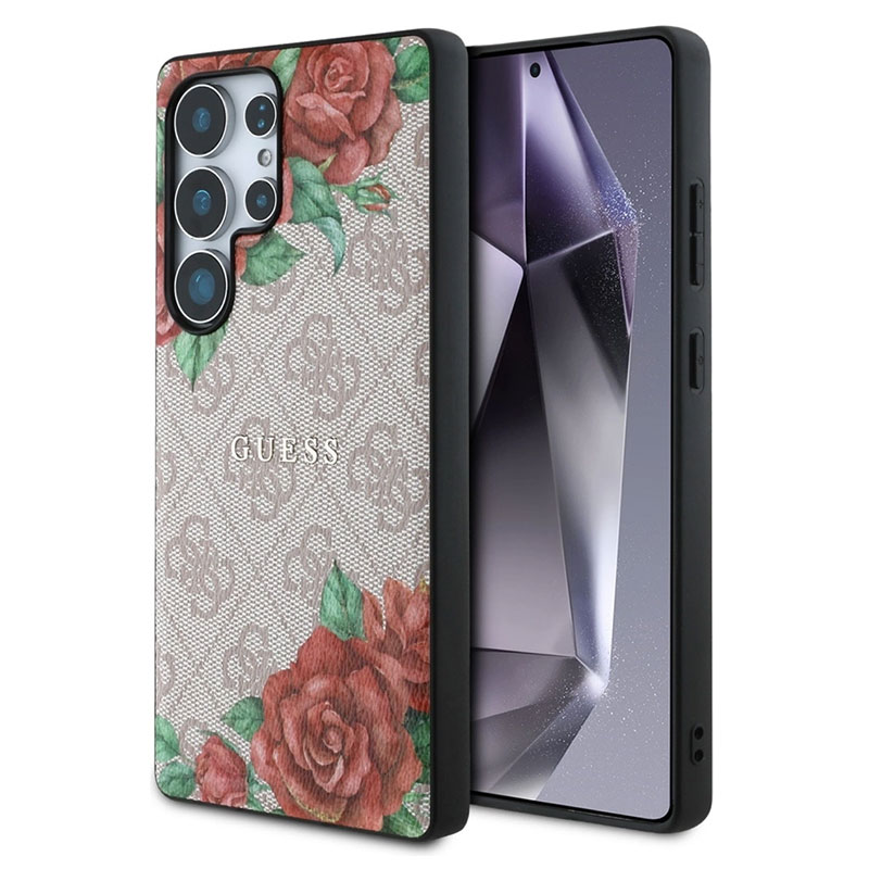 Coque Magnétique GUESS Fleurs Imprimés sur Monogramme 4G pour Galaxy S25 Ultra