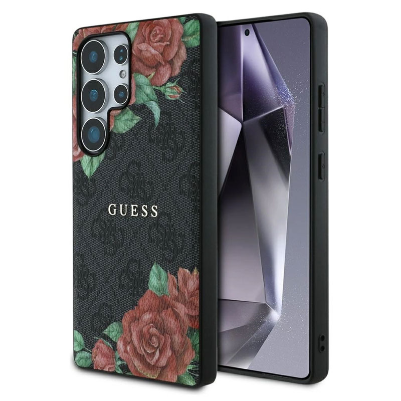 Coque Magnétique GUESS Fleurs Imprimés sur Monogramme 4G pour Galaxy S25 Ultra