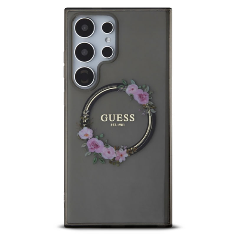 Coque Translucide GUESS Flowers Wreath MagSafe pour Galaxy S24 Ultra
