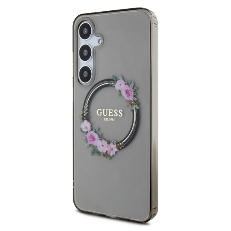 Coque Translucide GUESS Flowers Wreath MagSafe pour Galaxy S24