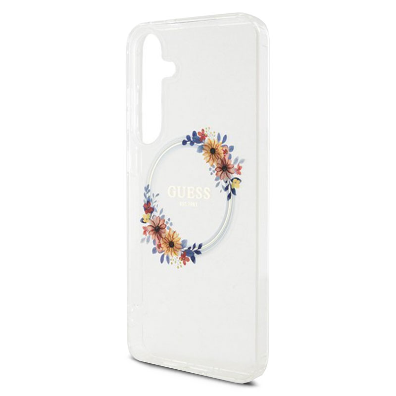 Coque Translucide GUESS Flowers Wreath MagSafe pour Galaxy S24