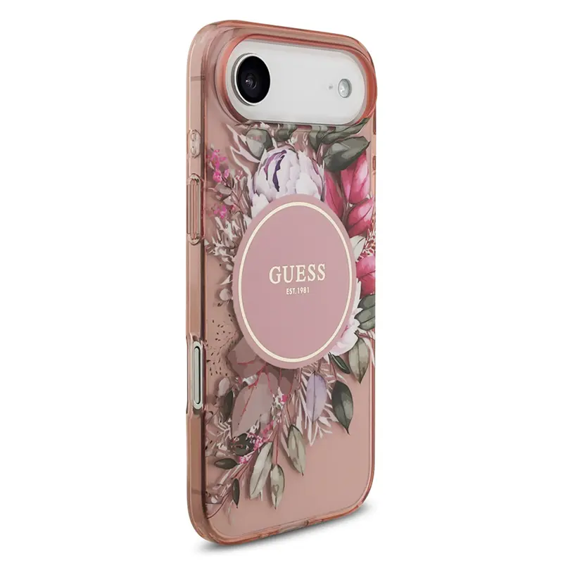 Coque MagSafe GUESS IML Flowers avec Sangle Perlée Amovible pour iPhone Air