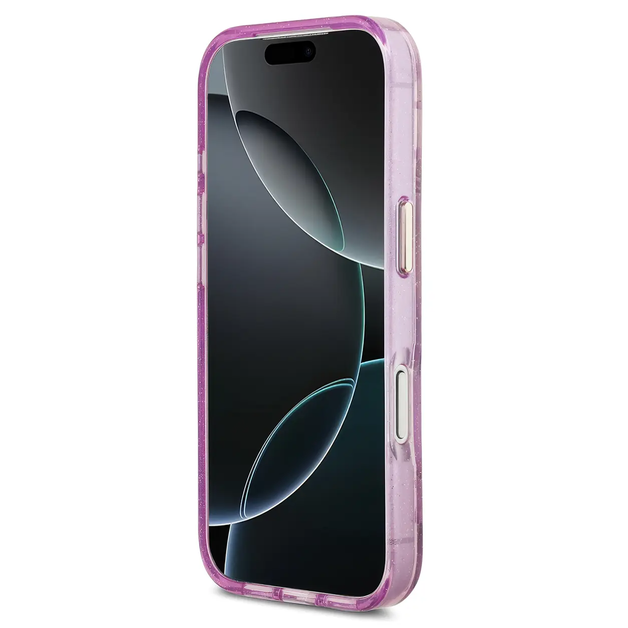 Coque GUESS Flowers Triangle mauve pour iPhone 18 Pro et 17 Pro, découpe caméra et anneau MagSafe