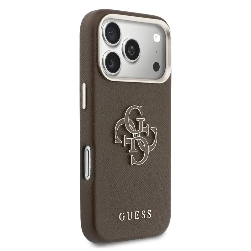 Coque GUESS FW avec Logo 4G en Résine pour iPhone 17 Pro - Modèle Marron