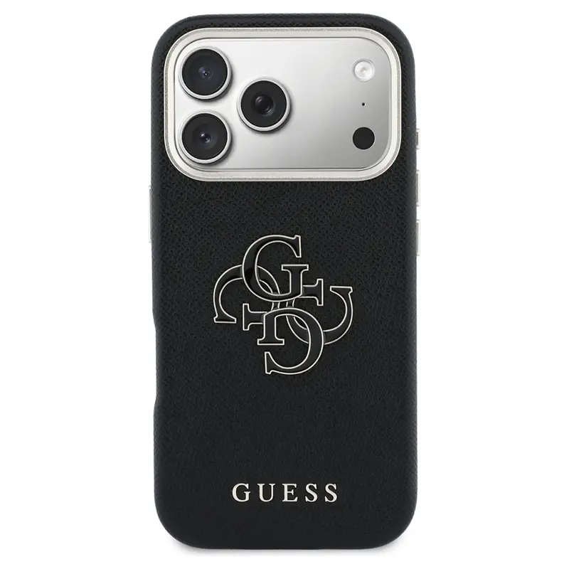 Coque GUESS FW avec Logo 4G en Résine pour iPhone 17 Pro - Modèle Noir