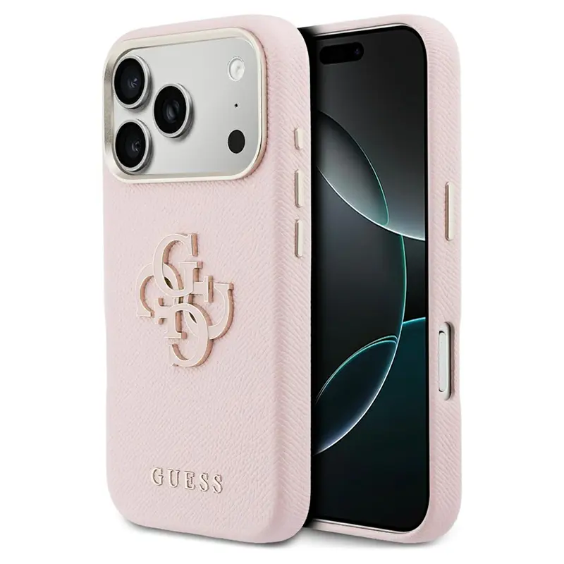 Coque GUESS FW avec Logo 4G en Résine pour iPhone 17 Pro - Modèle Rose