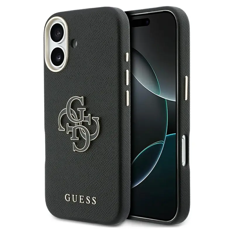 Coque GUESS FW avec Logo 4G en Résine pour iPhone 17 - Modèle Noir