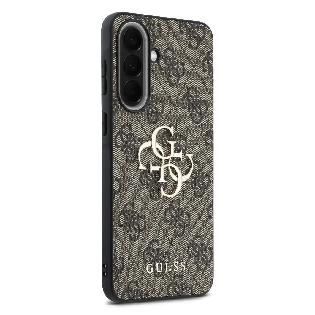 Coque GUESS Monogramme & Logo 4G pour Galaxy A57 5G - Coloris marron vue de profil