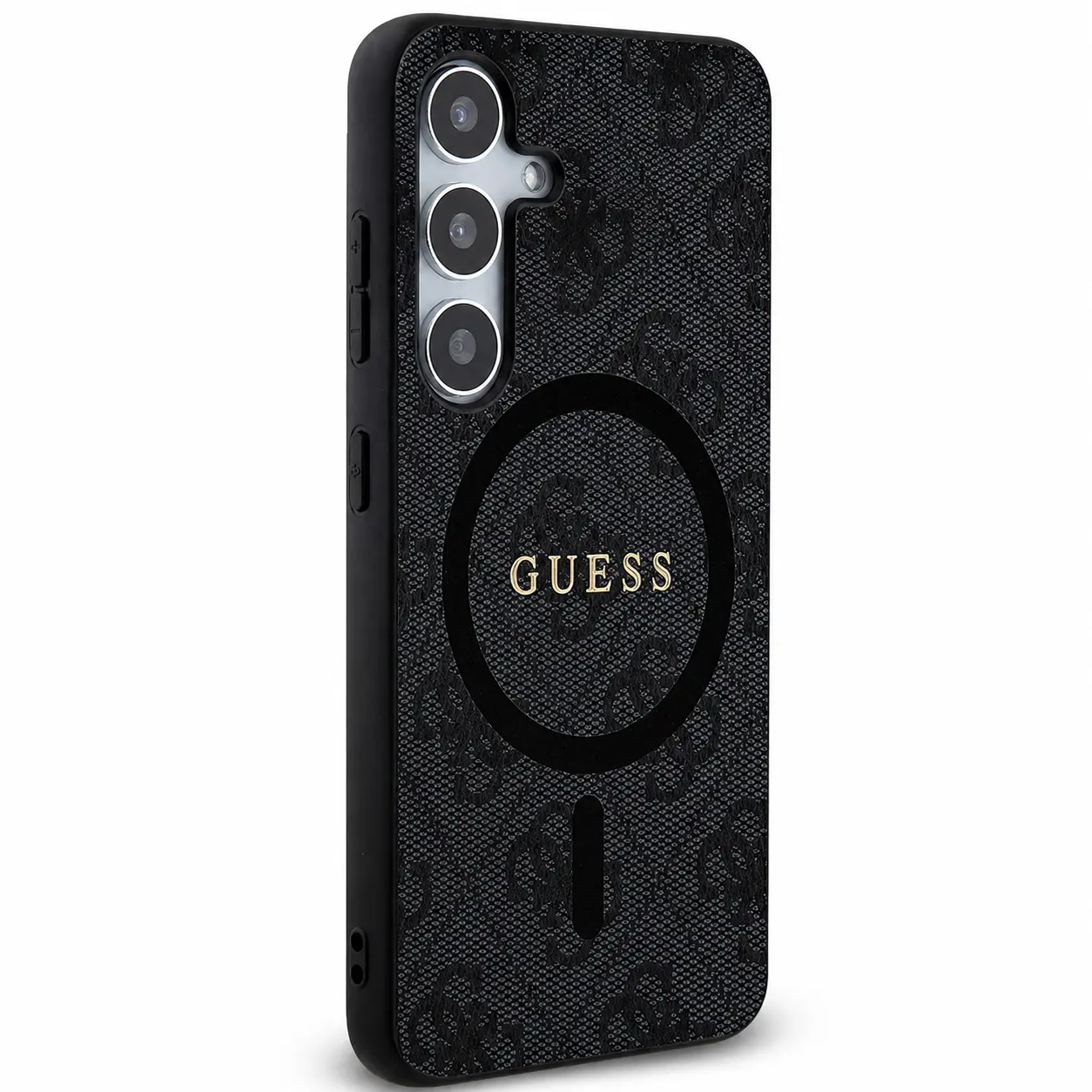 Coque GUESS Monogramme & Logo 4G pour Galaxy A57 5G - Coloris marron vue de profil