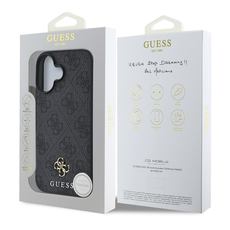Coque MagSafe GUESS Monogramme 4G Small Série pour iPhone 16