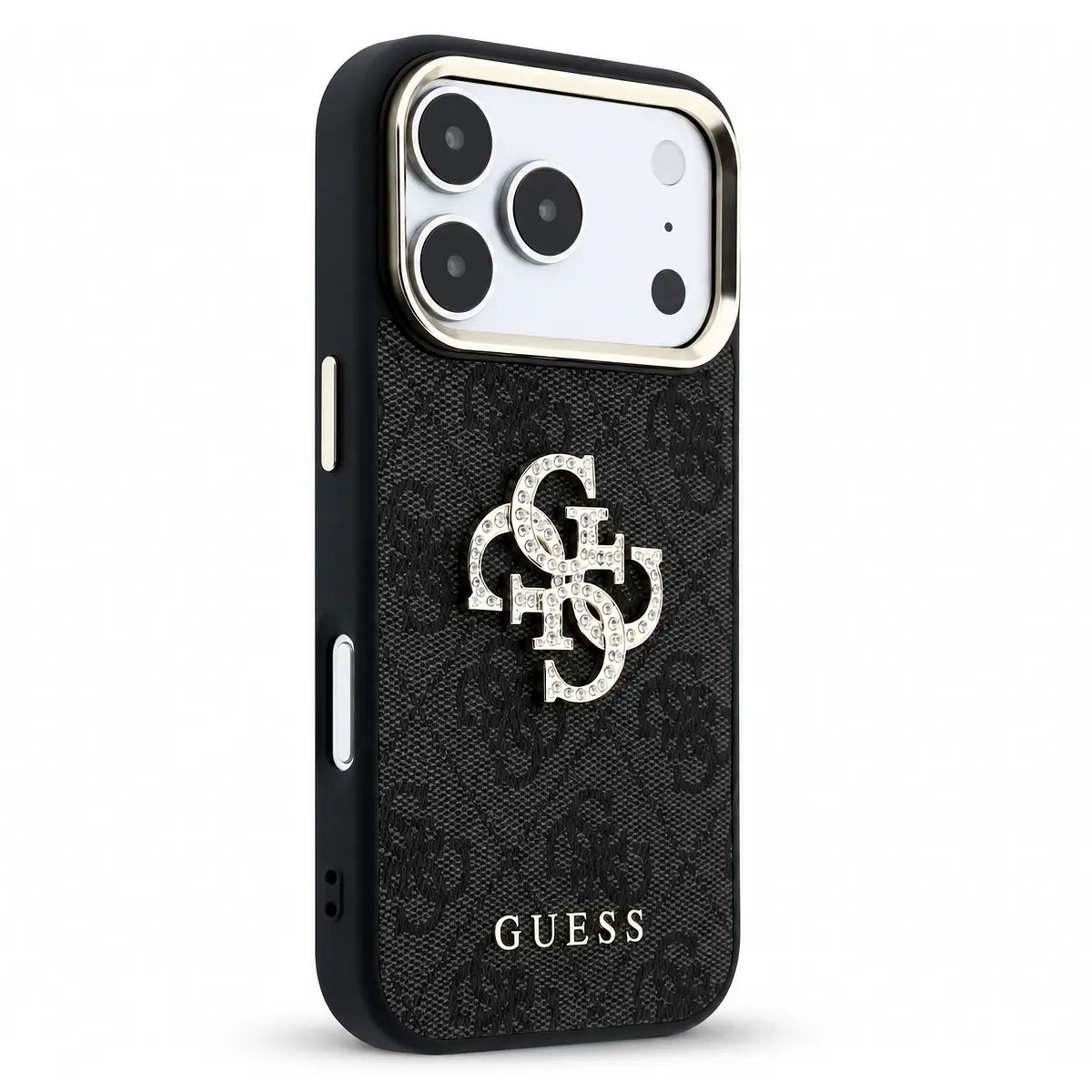 Coque GUESS Monogramme et Logo 4G en Strass noire pour iPhone 18 Pro / 17 Pro - vue détaillée