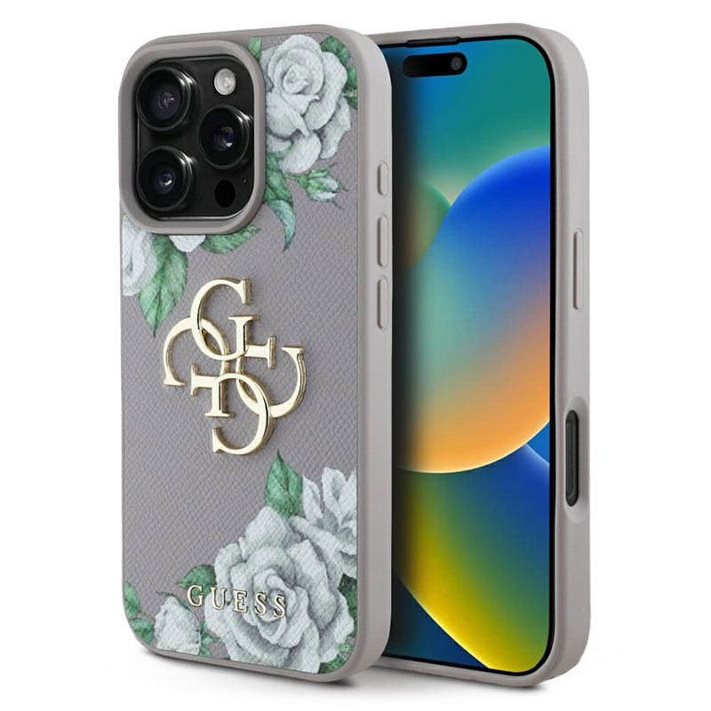 Coque GUESS Fleurs Imprimées & Logo 4G pour iPhone 16 Pro