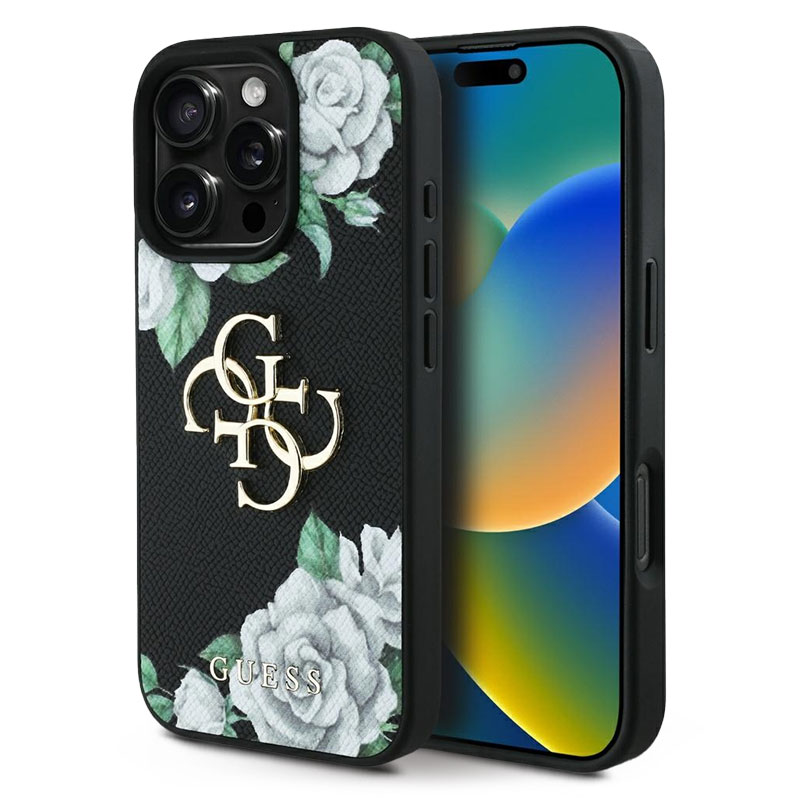 Coque GUESS Fleurs Imprimées & Logo 4G pour iPhone 16 Pro