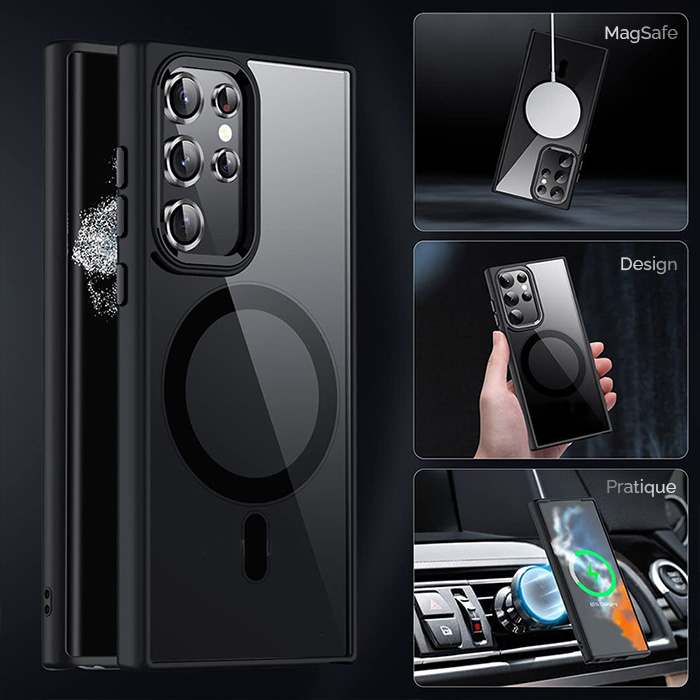 Coque MagSafe Antichoc avec Kit Protections Caméras pour Galaxy S22 Ultra