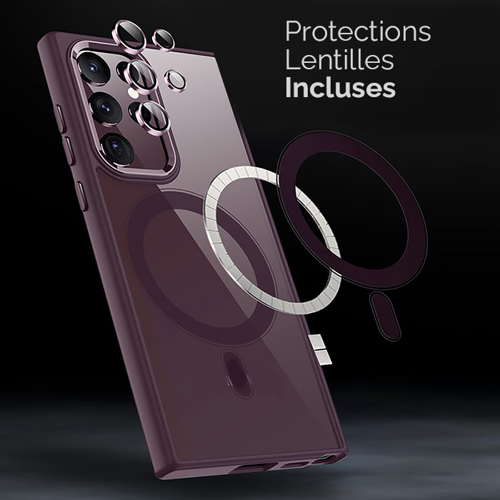 Coque MagSafe Antichoc avec Kit Protections Caméras pour Galaxy S22 Ultra