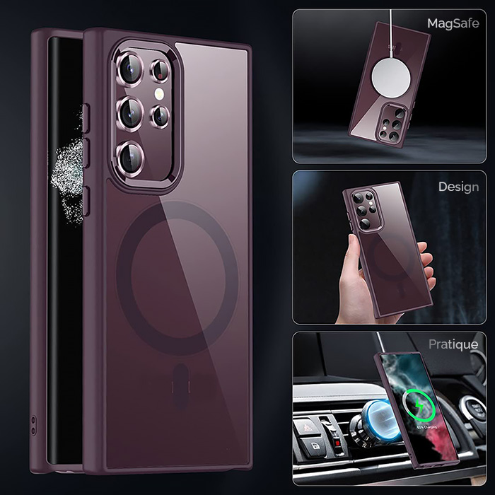 Coque MagSafe Antichoc avec Kit Protections Caméras pour Galaxy S22 Ultra