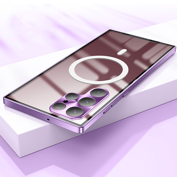 Coque Transparente Contour Métat Compatible MagSafe pour Galaxy S22 Ultra
