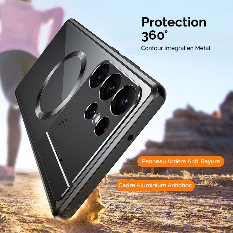 Coque MagSafe Avec Cache Caméra Chevalet & Diffuseur D'Aromathérapie pour Galaxy S24 Ultra