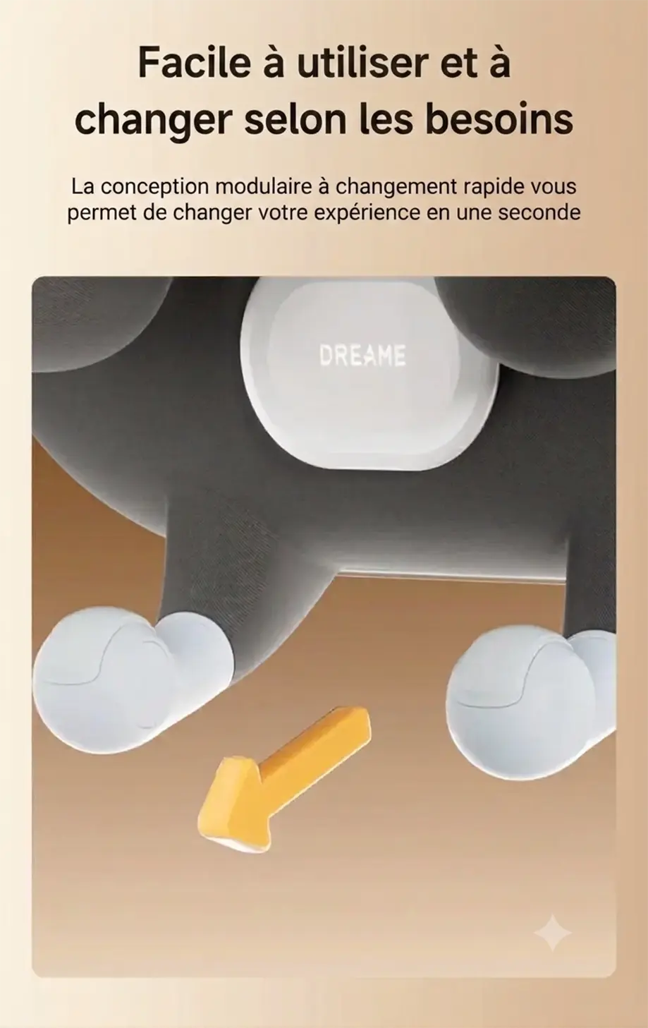 Conception modulaire à changement rapide des têtes de massage sur le DREAME N40 Pro