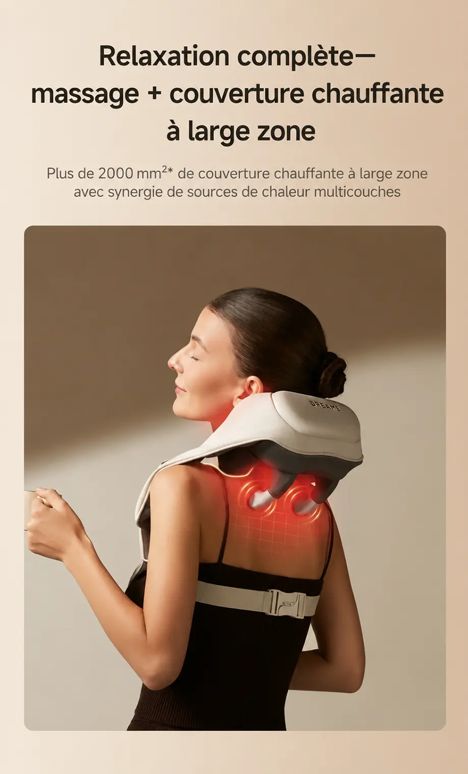 Couverture chauffante à large zone supérieure à 2000 mm² pour apaiser les muscles